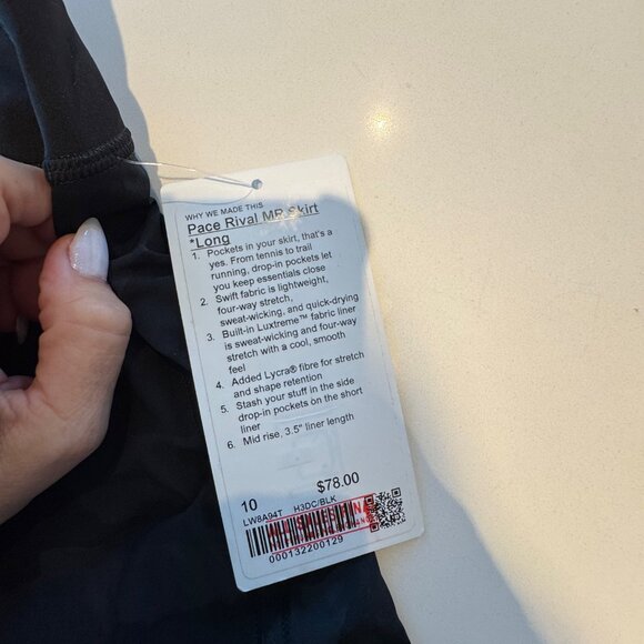 NWT lululemon Pace Rival MR Skirt Long Black Camo (Size 10) - Picture 2 of 5